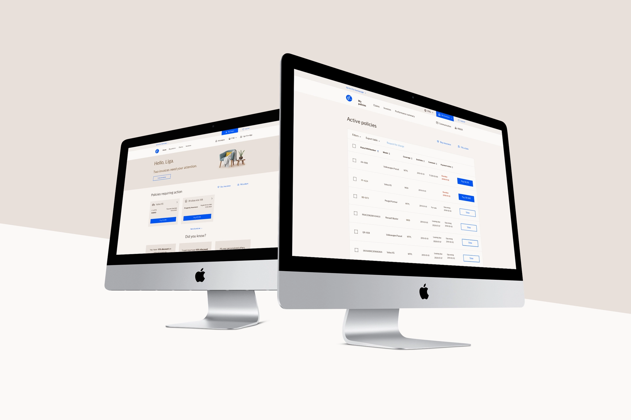 My Pages and My Business on two desktop screens